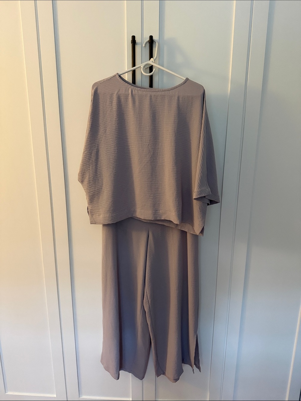 Adrianna Papell Taupe Two-Piece Wide-Leg Jumpsuit Set
